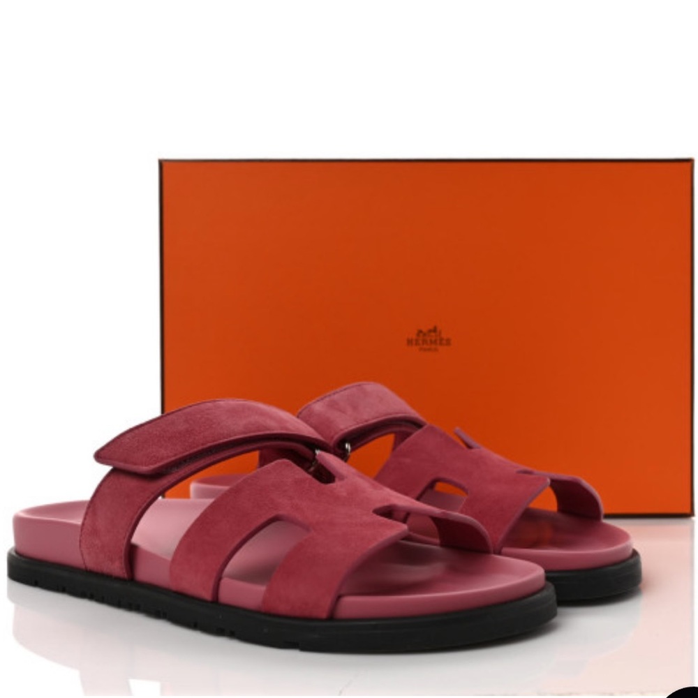 RARE Hermes Suede Chypre Sandals Rose Aphrodite Pink Size 40
